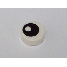 Part 98138pb007 White Tile, Round 1 x 1 with Black Eye with Pupil Pattern 